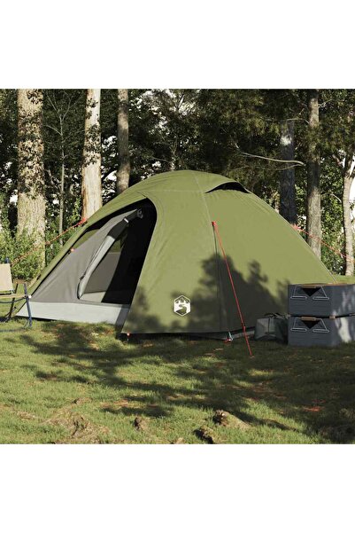 vidaxl Cort camping cupola 3 persoane verde masliniu impermeabil