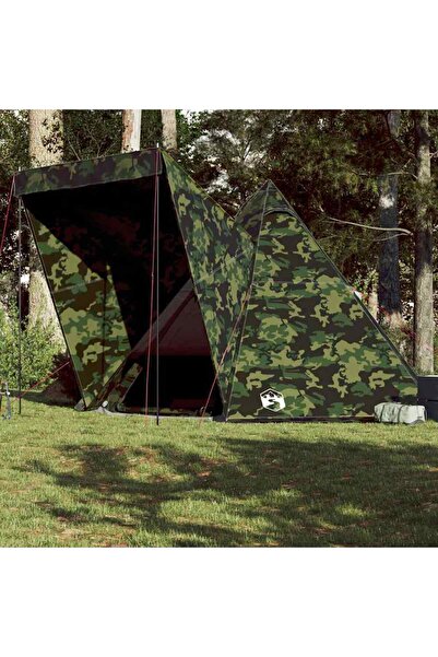 vidaxl Cort de familie Tipi pentru 6 persoane, camuflaj, impermeabil
