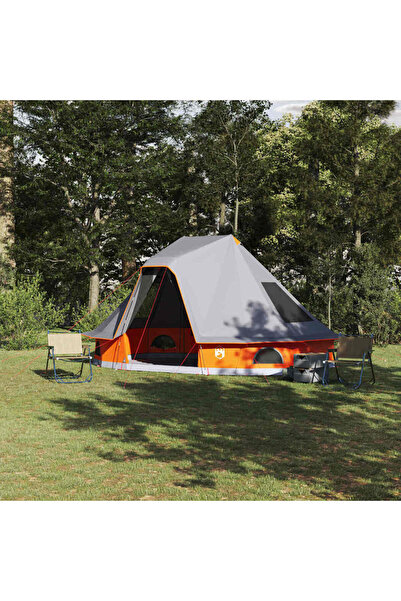 vidaxl Cort Tipi Gri si Portocalie 466 x 310 x 240 cm tafta