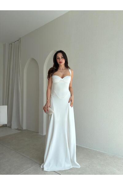 Mooi Butik Smooth Maxi Dress 1814 - White