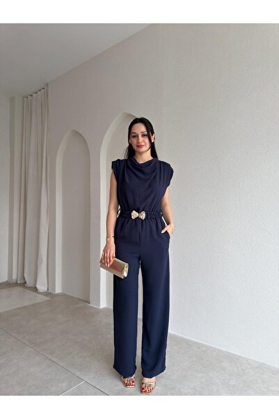 Mooi Butik Morris Belted Jumpsuit 4207 - Navy Blue