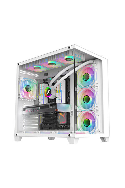 1stPlayer Carcasa 1stPLAYER® Gaming MV8-TP-wh, 7 ventilatoare aRGB plus PWM, ...