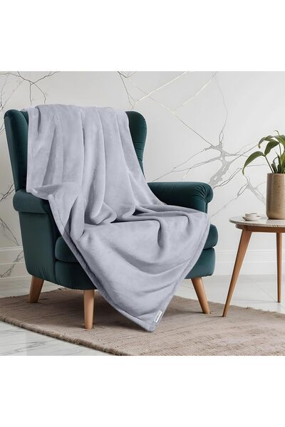 COTTON HOME All Season Lightweight Flannel Blanket King Size 200x230cm, Grey