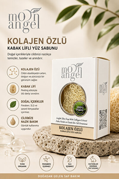 MOON ANGEL Kabak Lifli Sabun Kolajen Özlü Dolgun ve Pürüzsüz Cilt Bakım Sabunu