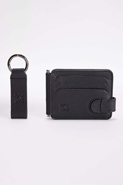 PAULMARK Men's Leather Wallet and Keychain Set