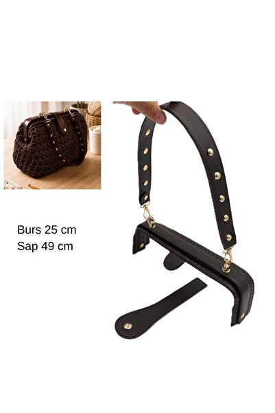 angel çanta aksesuar 25 cm Luxury Model Bag Set Dark Brown Light Gold Metallic