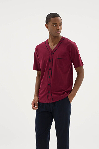 KLY 100% Cotton Short Sleeve Men's Button-Down Pajama Set