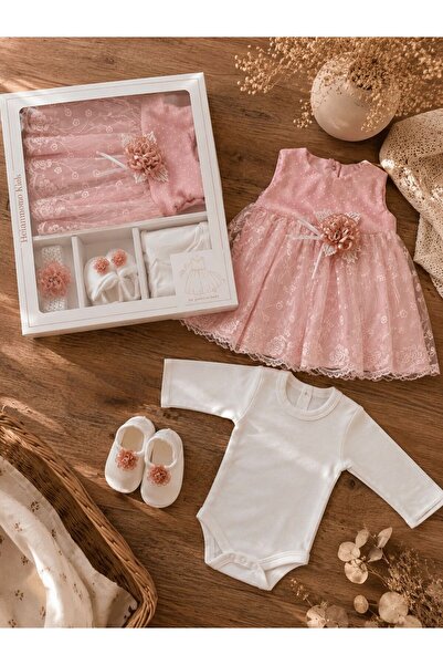 Heianmono Kids Pink Girl Mevlit Set 4 Pieces (0-3 Months)