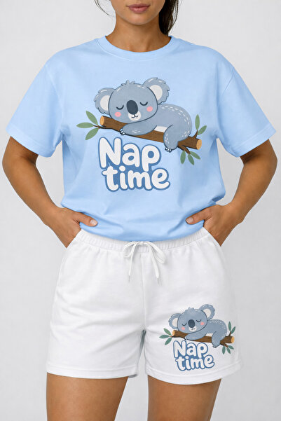 ALEYZA MODA تي شيرت عصري مطبوع عليه "Nap Time" للنساء - قماش قطني مريح بنمط ا...