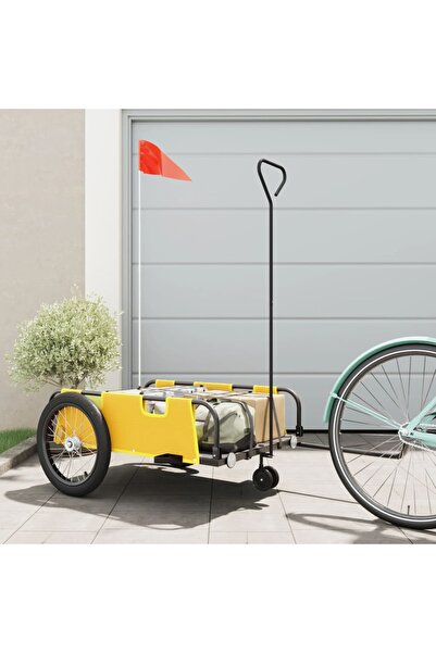 vidaxl Bicycle trailer, yellow and black, oxford fabric and iron