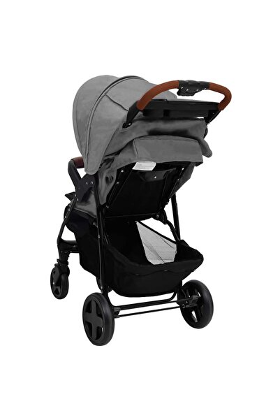 vidaxl 2-in-1 baby stroller, light gray, steel