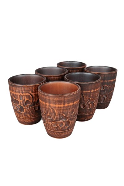 OEM Set of 6 Ceramic Mugs with Archaic Motif, 400 ml, for Wine, Tea or Mulled...