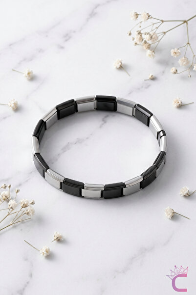 Cinderella Accessories سوار رجالي إيطالي من الفولاذ المقاوم للصدأ باللون الأس...