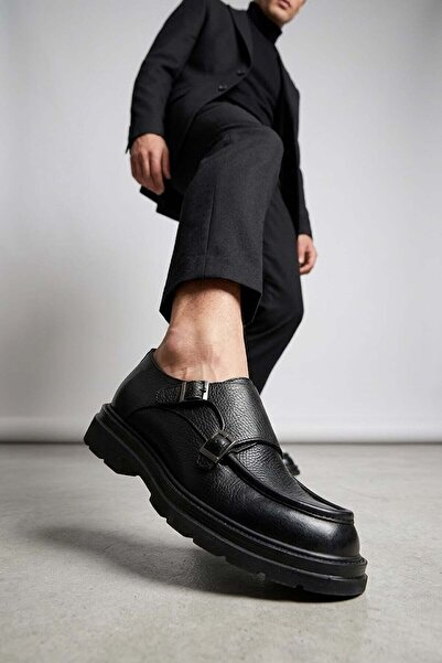 Ayakkabı Fuarı Elit Tnzyb1126-2C Men's Genuine Leather Casual Shoes Black