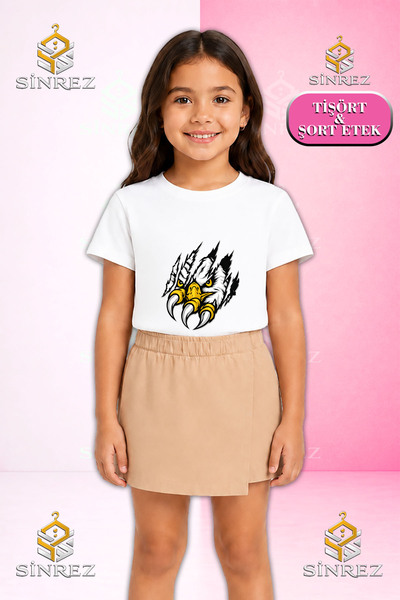 SİNREZ Set pentru fete EAGLE PRINTED IN THE PENCE Tricou cu mânecă scurtă, pa...