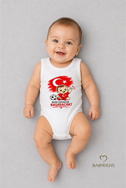 BABYDEN'S World Cup Themed Baby Bodysuit 100% Cotton Turkish Flag Printed Uni...
