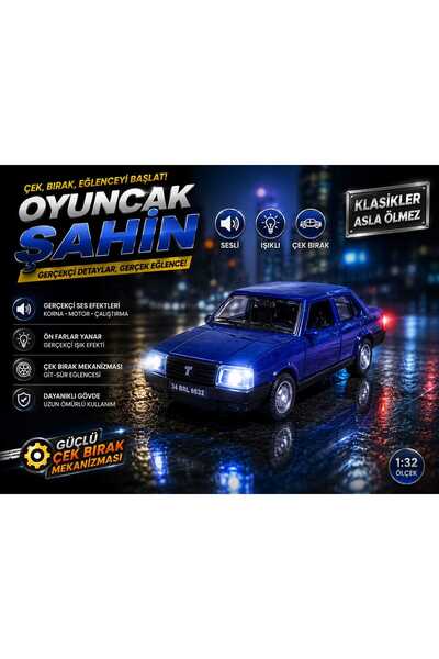 Aksoy Toys Oyuncak Çek-Bırak Işıklı Sesli Tofaş Şahin Mavi Renk 12 Cm