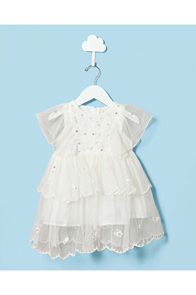REDTAG Infant Girls White Chiffon Dress