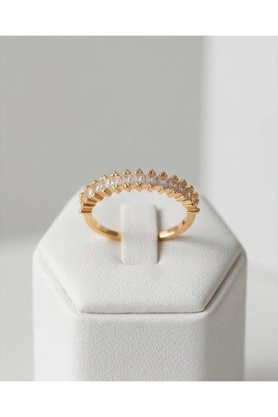 Portakal Esintisi Diadema Zircon Stone Thin Baguette Detailed Adjustable Ring