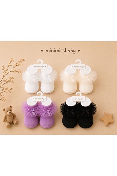 Minimissbaby Kız Bebek Tüllü Fiyonk Detaylı 4’lü Çorap Seti