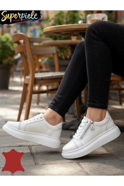 ANGEL BLUE Pantofi casual damă din piele naturală cu fermoar și șiret