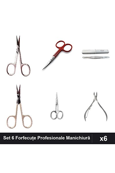One Group Set 6 Forfecuțe și Pensete Manichiură Profesionale One Group, Cleșt...