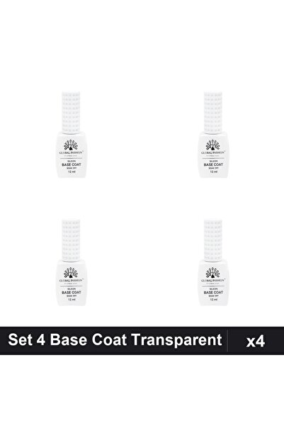 global fashion Set 4 Base Coat Soak Off Transparent 12ml, Primer Bază Manichiură