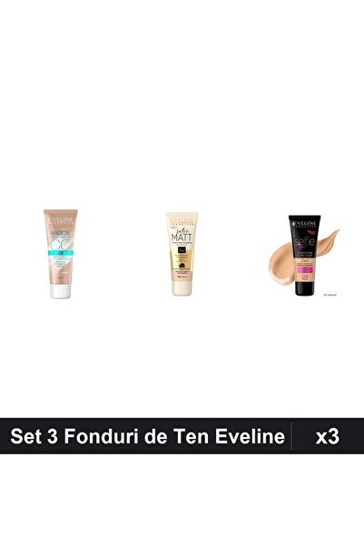 Eveline Set 3 Fonduri de Ten Eveline, CCC Magical + Satin Matt Vanilla + Self...