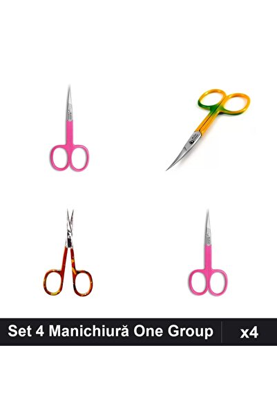 One Group Set 4 Manichiura One Group, Forfecuțe Cuticule Roz Degrade, Unghier...