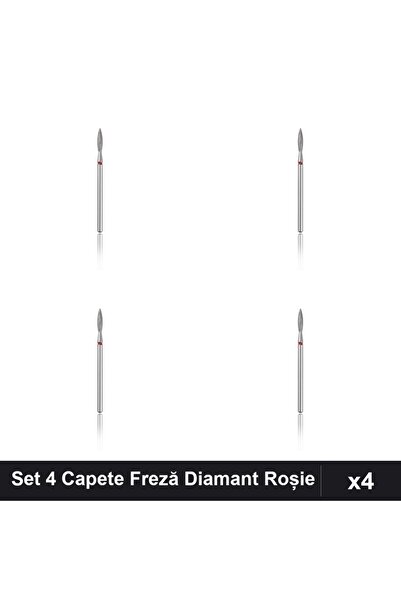 NAİLS Set 4 Capete Freză Diamant NBC Flacără Roșie, Duritate Medie, Manichiur...