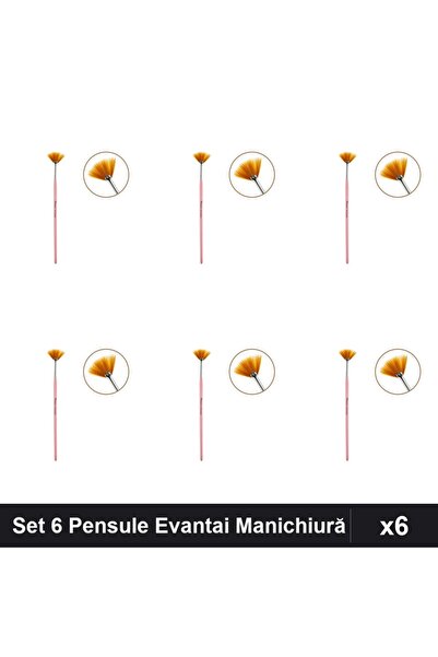 NAİLS Set 6 Pensule Evantai Manichiură Profesionale, Aplicare Gel și Lac Unghii