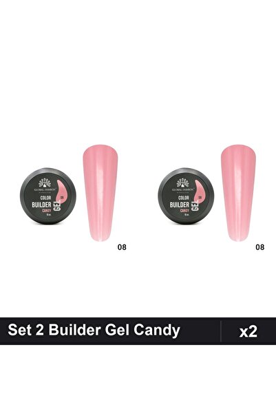 global fashion Set 2 Color Builder Gel UV 15g Nr.08 Candy, Constructie Unghii