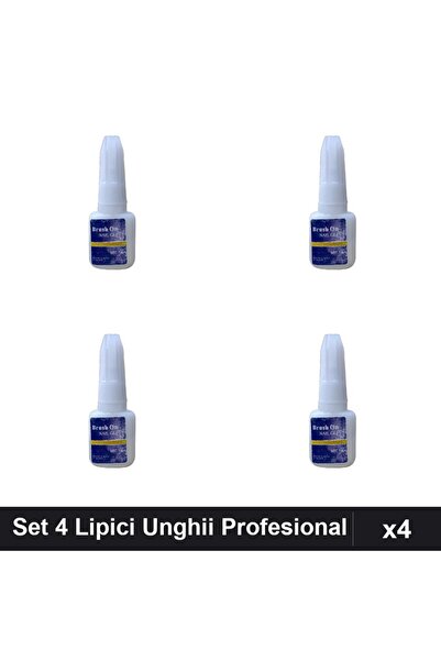 NAİLS Set 4 Lipici Unghii cu Pensula 10g, Adeziv Profesional Manichiura, Tipsuri