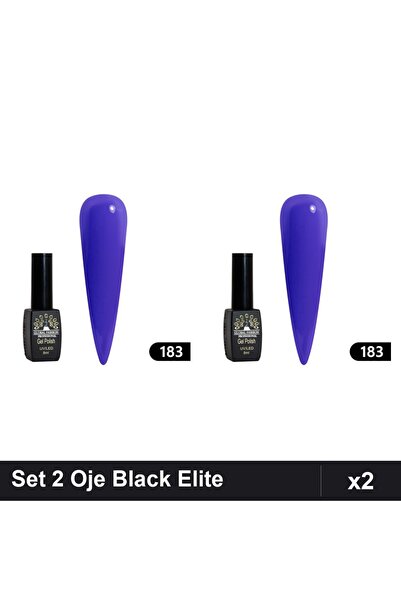 global fashion Set 2 Oje Semipermanente Black Elite 8ml, Manichiura UV/LED Pr...