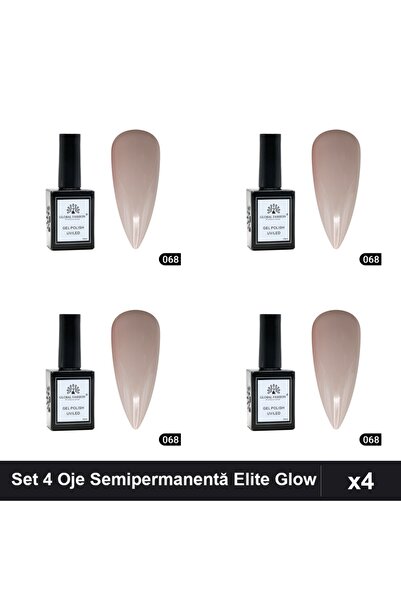 global fashion Set 4 Oje Semipermanentă Elite Glow 15ml, Gel Polish UV/LED