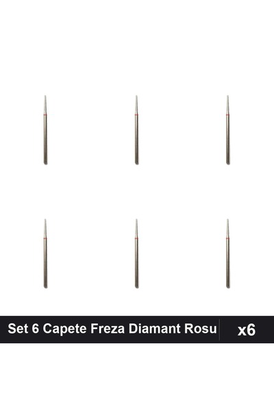 NAİLS Set 6 Capete Freza Diamant NBC Ac Rosu, Duritate Medie, Manichiura Prof...