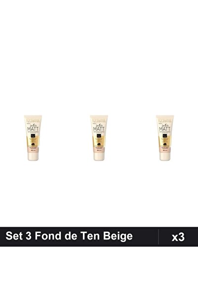 Eveline Set 3 Fond de Ten Satin Matt 104 Beige 30ml, Acoperire Perfectă