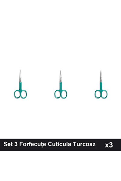 One Group Set 3 Forfecuțe Profesionale Cuticula Turcoaz, Clești Unghiere