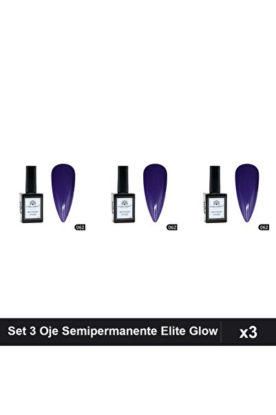 global fashion Set 3 Oje Semipermanente Elite Glow 15ml, Gel Polish UV/LED