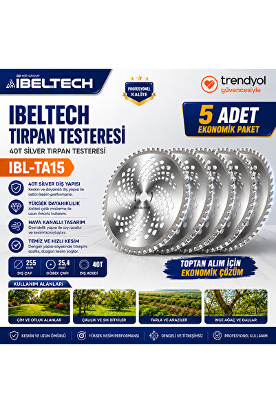 İBELTECH IBL-TA15 5’li 40T Silver Tırpan Testeresi Profesyonel Çelik Ot Kesme...