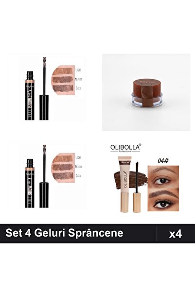 Ruby Rose Set of 4 Olibolla Eyebrow Gels and Mascara, Shades Dark Medium Choc...