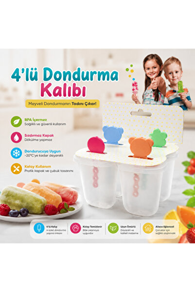 Şanlıavm Eğlenceli ve Pratik 4 lü Dondurma Kalıbı
