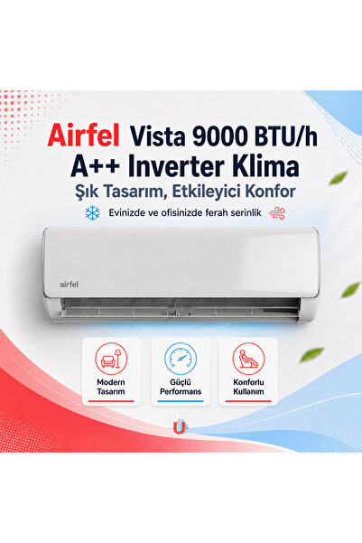 Airfel VİSTA SERİSİ 2026 9.000 BTU/H A++ İNVERTER KLİMA R32