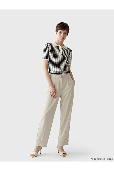 LC Waikiki Nevavm High Waist Pleated Women's Fabric Pants with a Difference