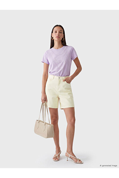 LC Waikiki Nevavm High Waist Bermuda Women's Jean Shorts with a Difference