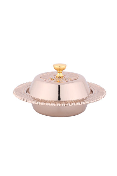 ALSAIF Al Saif Date Serving Bowl, Size: 15.6 cm x 5.8 cm, Color: Gold, Iron