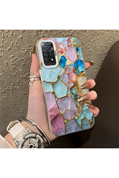ARTISHELL Redmi Note 11 Pro 4G/5G Uyumlu Mermer Desenli Düşmeye Dayanıklı Tel...