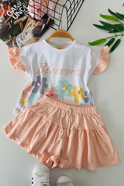 Minigimin Cicileri My Little One's Blossom Floral Printed Skirted Girl's Set ...