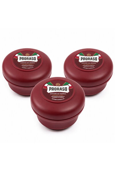 Proraso Set 3 x Săpun de ras pentru barbi dure, 150 ml, cu ulei de santal și ...