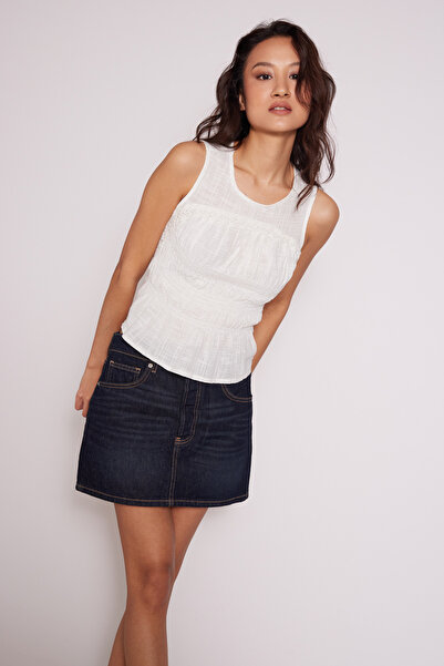 Nisan Back Detail Lace Top Ecru